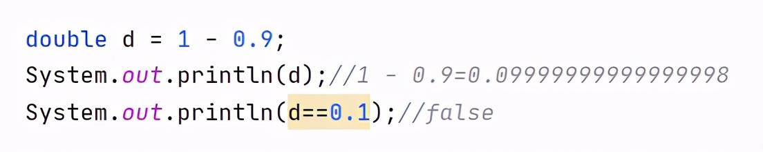 Java中小数之间的比较，1-0.9!=0.1